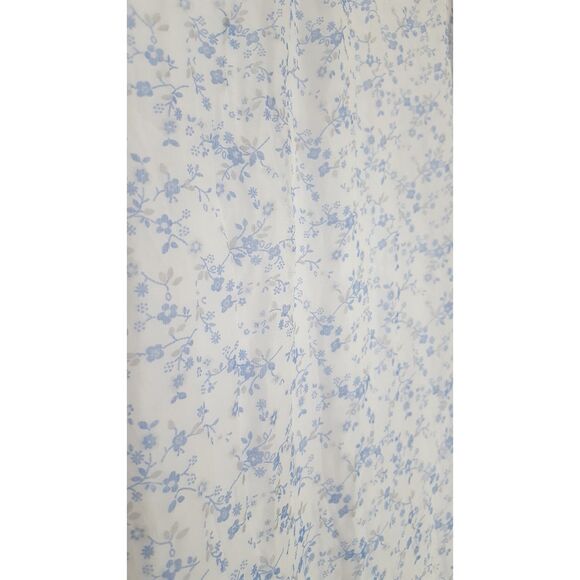 MARINA GIGLI Cream Blue Floral Print Silk Lace Short Sleeve Top Size Large - Picture 4 of 8